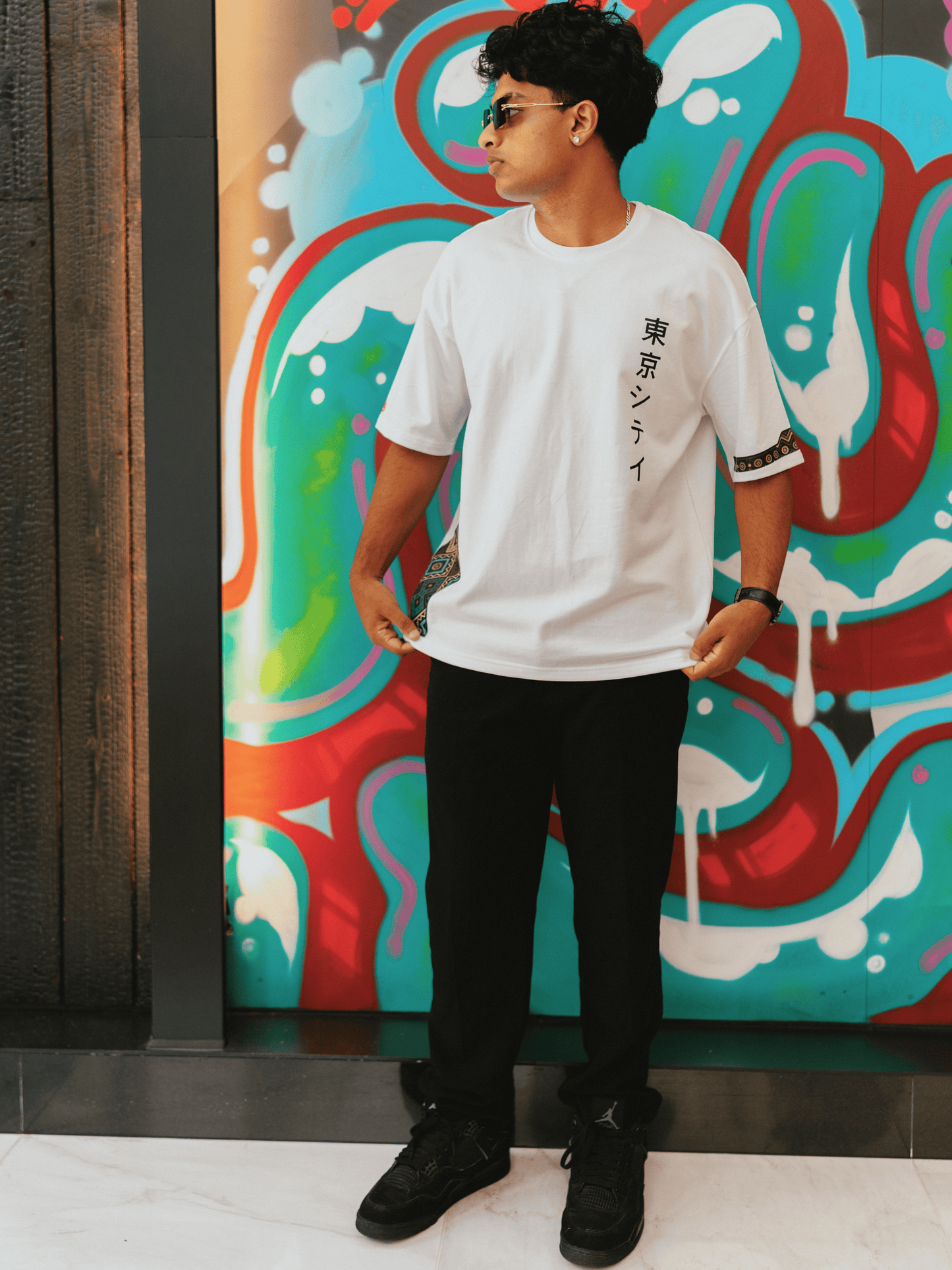 Tokyo City | Asymmetrical Print & Sleeve Detail | Unisex Premium French Terry T-Shirt