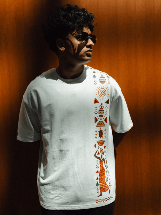 Heritage Flow | Unisex Tribal Side Print | Premium French Terry T-Shirt