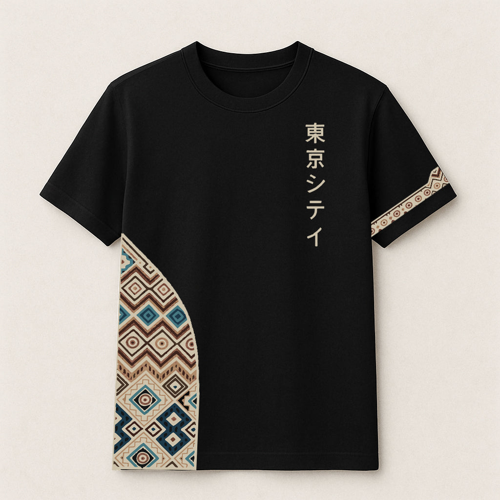 Tokyo City | Asymmetrical Print & Sleeve Detail | Unisex Premium French Terry T-Shirt