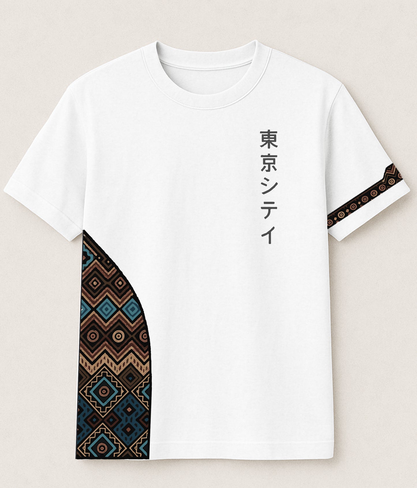 Tokyo City | Asymmetrical Print & Sleeve Detail | Unisex Premium French Terry T-Shirt