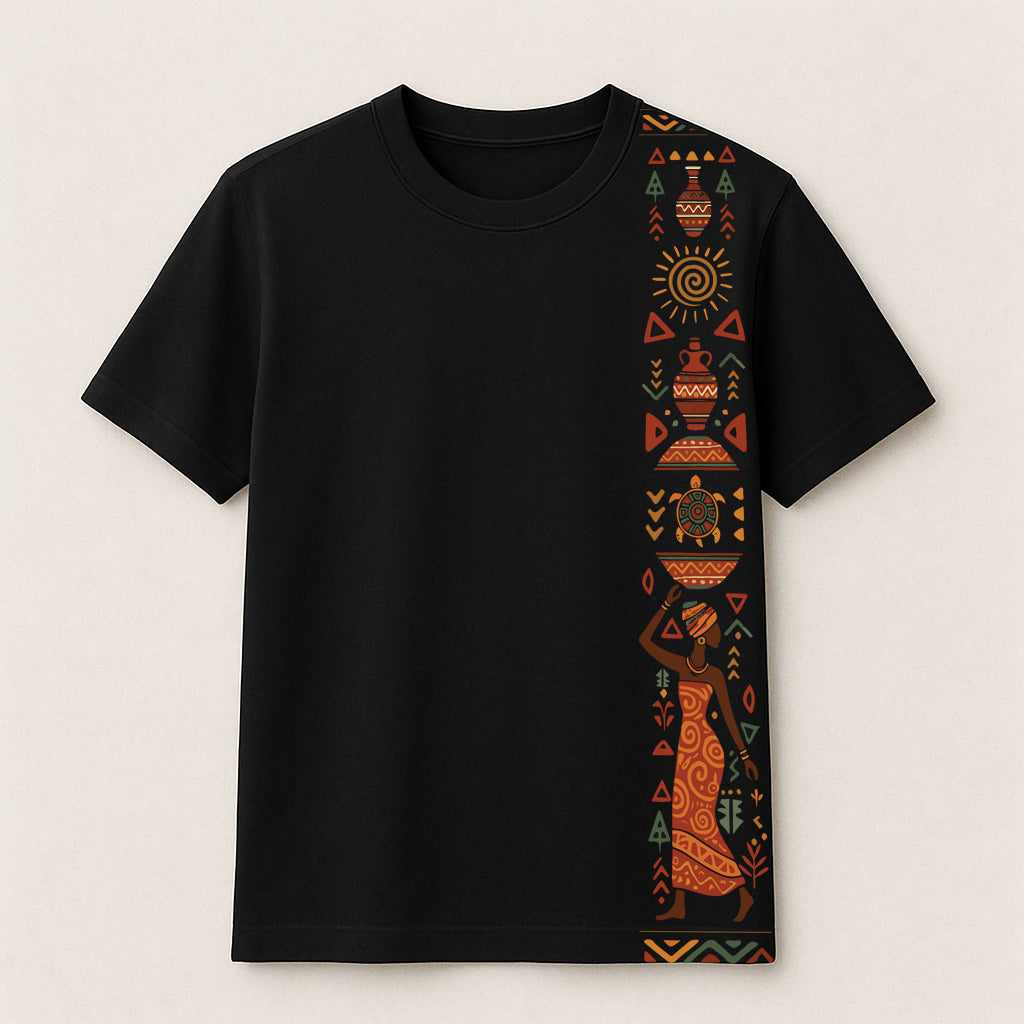 Heritage Flow | Unisex Tribal Side Print | Premium French Terry T-Shirt