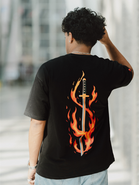 Slay with Flame | Unisex Fierce Katana Fire | Premium French Terry T-Shirt