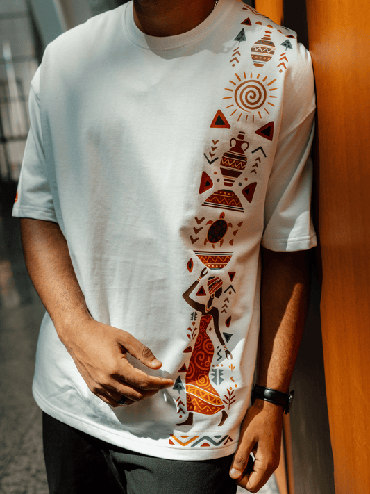 Heritage Flow | Unisex Tribal Side Print | Premium French Terry T-Shirt