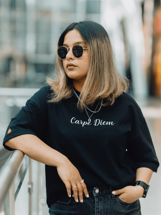 Carpe Diem | Unisex Minimal Front & Dual Paisley Back Print | Premium French Terry T-Shirt